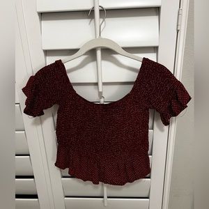 Maroon and White crop top